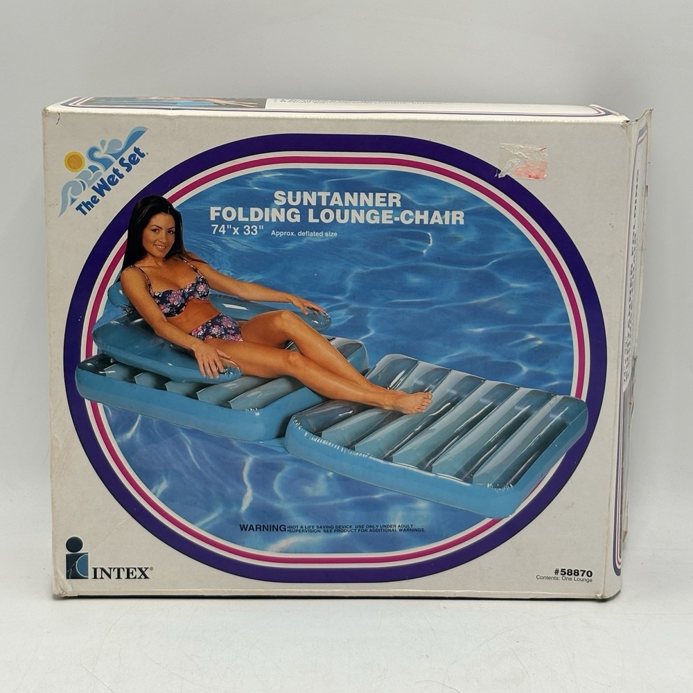 1994 The Wet Set Intex Suntanner Folding Lounge Chair Float 74" x 33" Teal NIB
